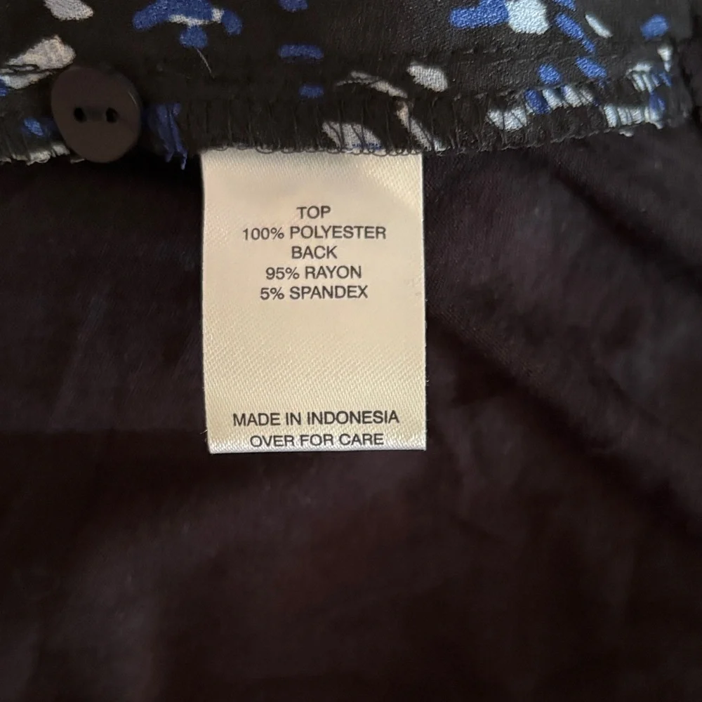 Fortune‎ + Ivy Women's Long Sleeve V-Neck Black/Blue Speckled Blouse Size M NWOT